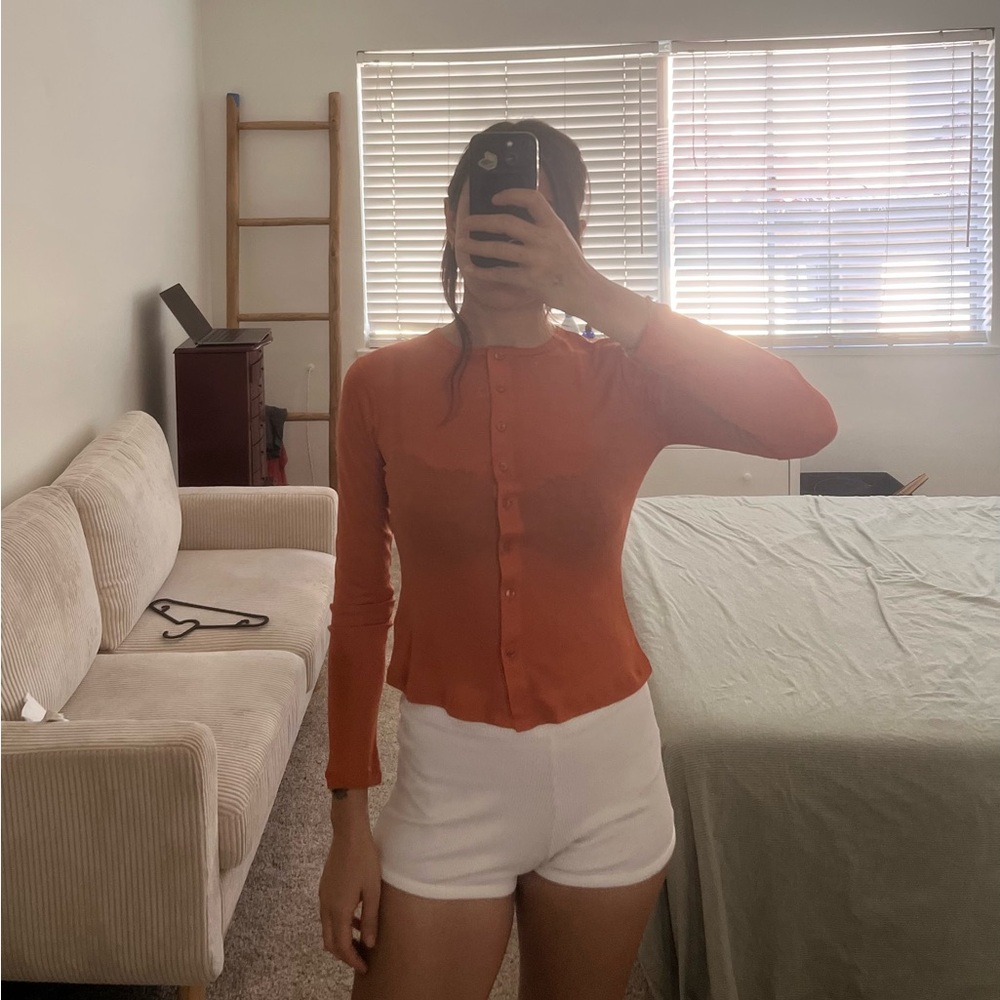 H&M Orange Button-Up Blouse